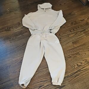 White Fox Boutique Greige High-Waist Track Joggers - Has Discoloration Stains